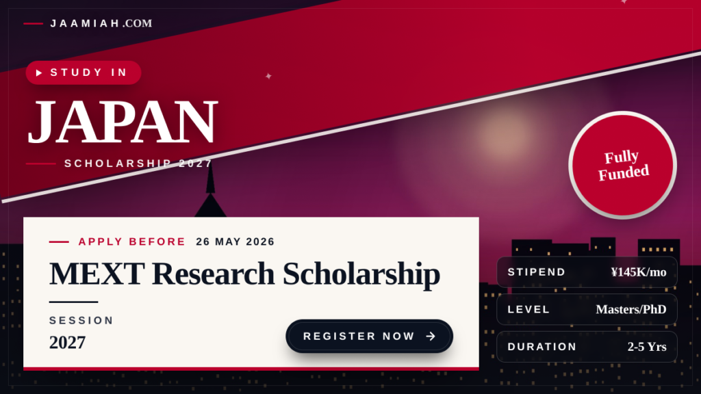 Mext Scholarship 2027 In Japan For Masters And Phd Fully Funded Featured 1024x576 2